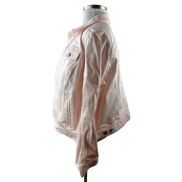 Talbots Classic Pink Denim Jean Jacket Women's Plus Size 2X 2Xp Plus Petite - Picture 9 of 10